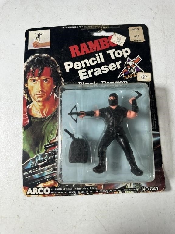 RAMBO PENCIL TOP ERASER "BLACK DRAGON" FIGURE -