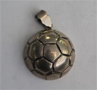 Large Sterling Silver Soccer Ball Pendant