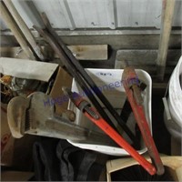 Pipe wrenches, crowbars, nail puller