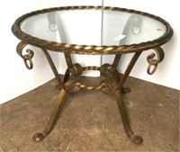 Metal Base Occasional Table with Glass Inset Top