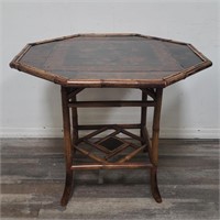 Bamboo hand painted octagonal occasional table