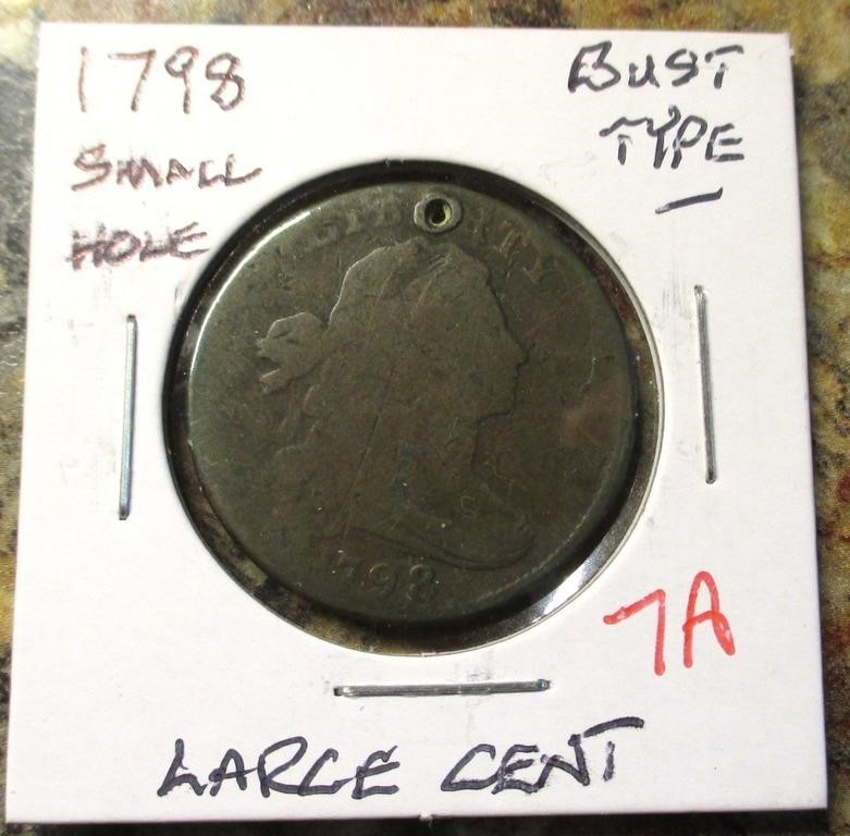 1798 Bust Type Large Cent, Small Hole