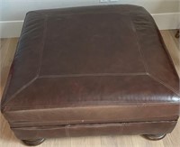 11 - BROWN LEATHER OTTOMAN 41X17