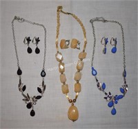 (S2) Lot of 3 Costume Jewelry Necklace/Earring Set