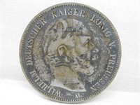 1876 Germany Funf Mark 90% Silver Coin