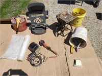 Metal gas can,hose storage hanger,hunting seat,