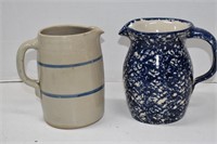 Marshall Pottery Speckle Pitcher & Blue Stripe