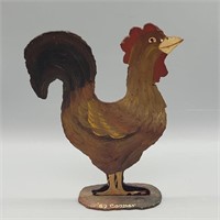 SIGNED COOPER 1989 CAST IRON PAINTED ROOSTER