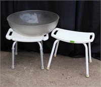 Large Plastic Bowl & 2 Shower Chairs
