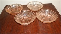 4 Pink Depression Glass Jeanette Compy Berry Bowls