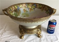 Antique Hand-painted Nippon Large Bowl and Base