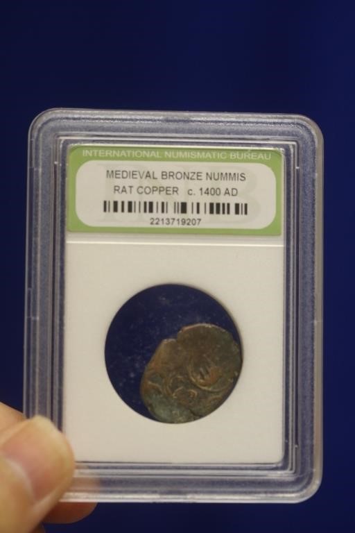 A Slabbed Medievel Bronze Nummis Coin