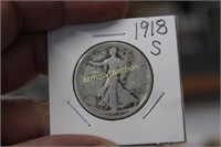 1918 S SILVER WALKING LIBERTY HALF DOLLAR