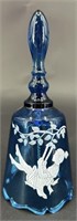 Fenton Blue Hp Mary Gregory Bell By D Fredrick Uv