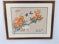 Japanese Flowers and Butterflies Framed Art