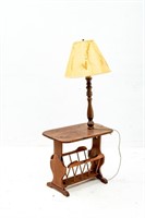 Magazine Rack Side Table with Lamp