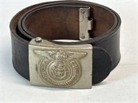 WWII German SS Belt Buckle and leather belt