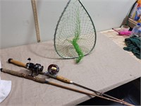 (2) Fishing Poles and a Net