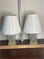 Two Vintage Cutglass Bedside/Side Table Lamps