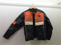 Nice Black & Orange Harley Davidson Leather Jacket