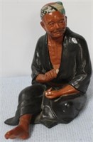 Oriental Man Pottery Statue - 8 1/2" tall