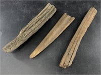 3 Incredibly ancient pieces of walrus ivory, longe