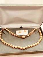 Estate Pearl Strand with Earring Set