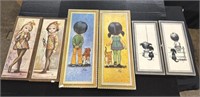 Vintage Maio Litho Prints, Big Eyed Boy & Girl,