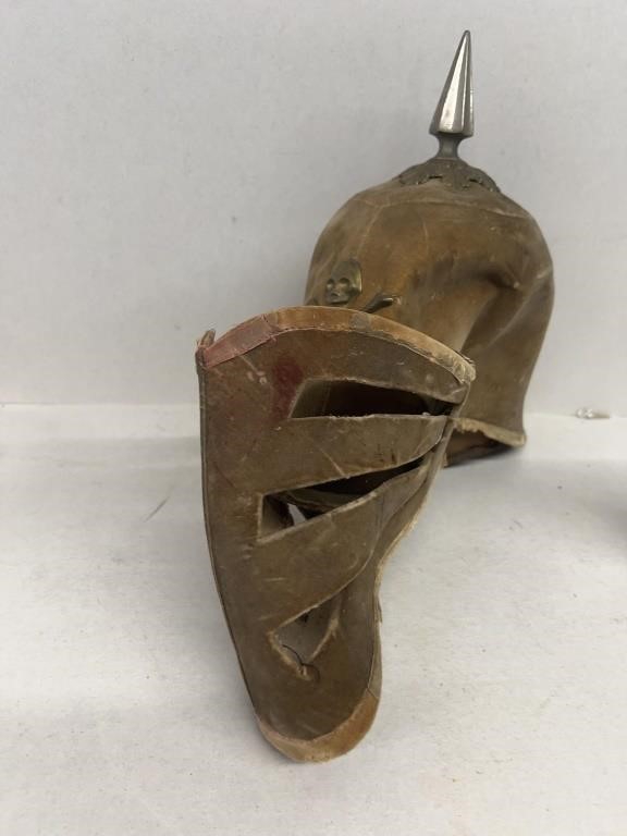 Late 1800s lodge helmet with skull and crossbones