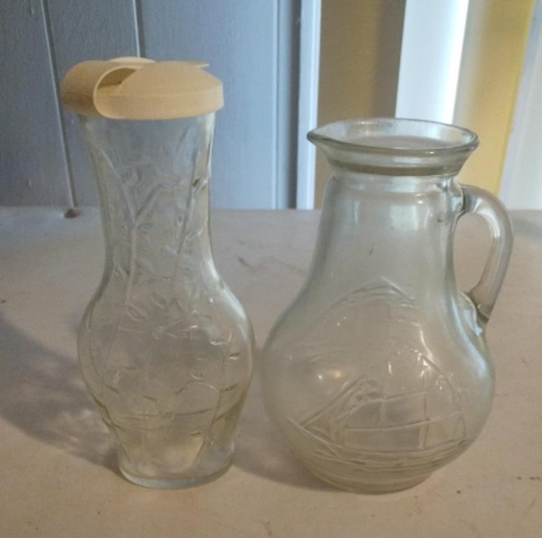 Vintage glass good seasoning decanter and a