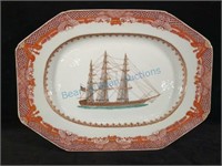 Ironstone platter with ship