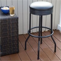 *See Decl* Outdoor Ribbed Swivel Barstool - Black
