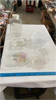 Glass ashtray, decorative glass plate, glass