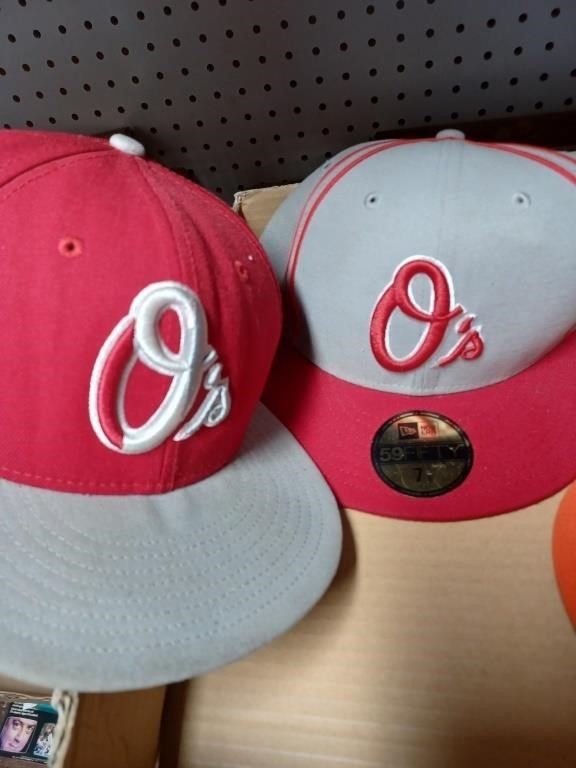 Box Lot of Various Orioles Hats- Two Fitted and