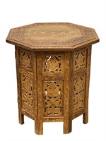 Inlaid Wood Carved Side Table