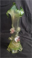 Hand blown floral glass vase