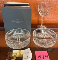 V - WATERFORD BOWLS AND WATERGLASS (K74)