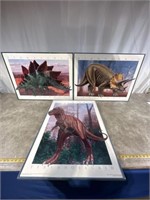Dinosaur framed posters, set of 3. Dimensions are