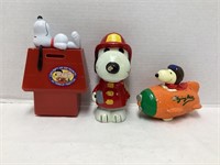 Three Peanuts Snoopy Coin Banks