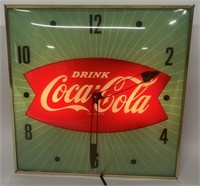 COCA COLA FISHTAIL LIGHT UP PAM CLOCK