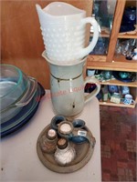 Two Water Pitchers, Pottery Candle Holder and