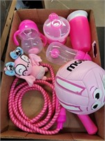 Sippy cups,ball, jump rope
