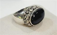 Sterling Silver & Black Onyx Ring Size 7.5