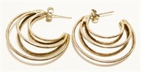 1" Sterling Silver 2/3 Hoop Earrings 6.6g