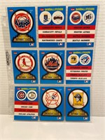 9 X Fleer Baseball Stickers