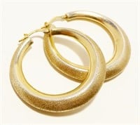 1.5" Gold Tone 925 Silver Hoop Earrings Peru 13.2g