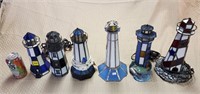 6 Lead Glass Lighthouses Grouping