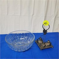 GLASS BOWL AND VINTAGE CADDY