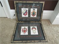 2 Family Crest Print in Frames 17" x 21"