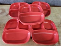 RePlay Red Kids Plastic Divided Plates Set